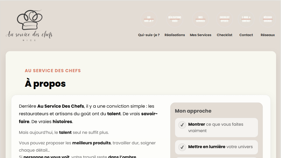 Au Service des Chefs — site vitrine